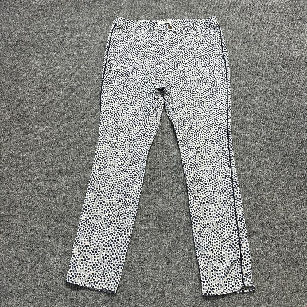Coldwater Creek Womens Pants Size 14 Classic Fit Blue White Dot Print Stretch